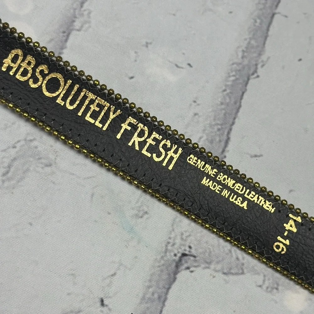 Absolutely Fresh Vintage Bonded Leather Belt Cork Print Metallic Flecks Beaded